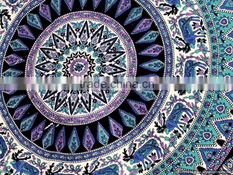 Large Elephant Mandala Round Roundie Wholesaler Indian Tapestry Table Cover Beach Throw Boho Roundie Round Mandala