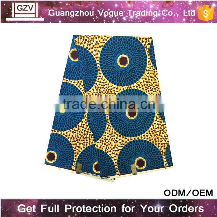 Vogue african fabric dresses fashion 100% cotton wholesale hollandais real wax