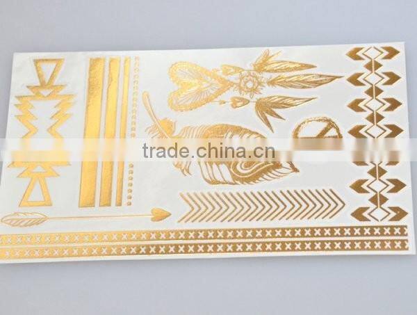 Wholesale radiant metallic water transfer body tattoos flash gold body art tattoos fake jewelry tattoos manufacturer