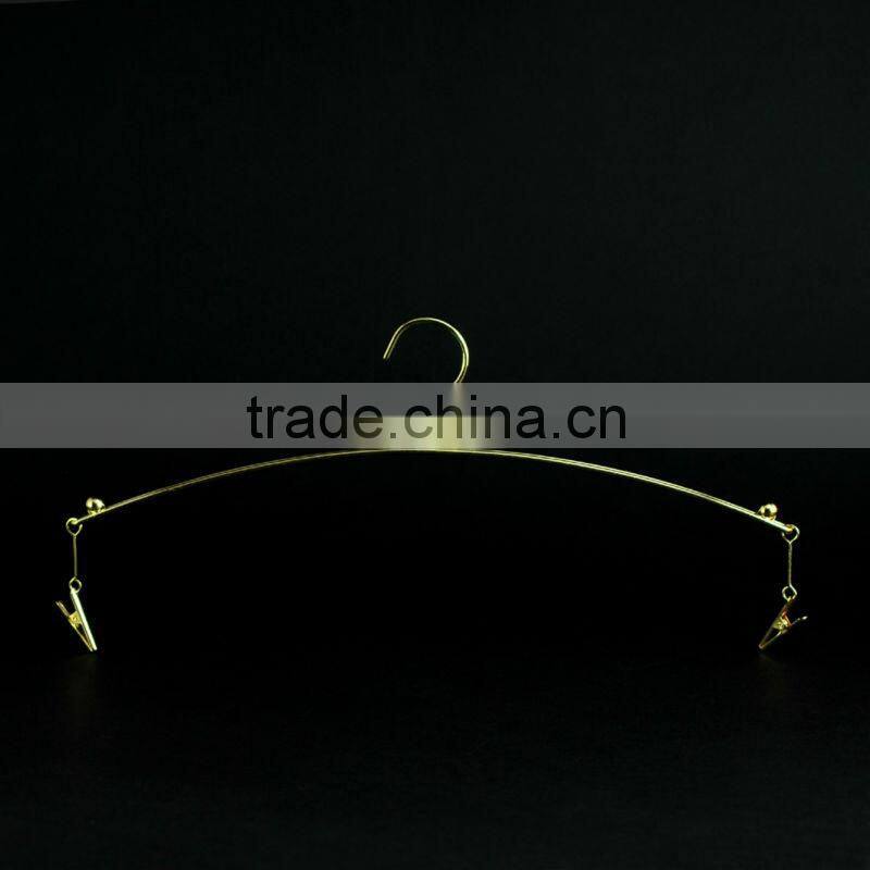Japanese Metallic Golden Lingerie Hanger with Clips for Luxury Sports Wear