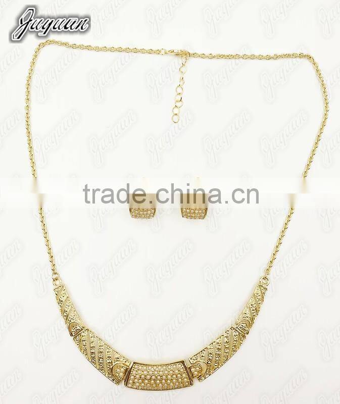 Juyuan Fashion 18K Gold Plated Pendant&Earring Pearl set