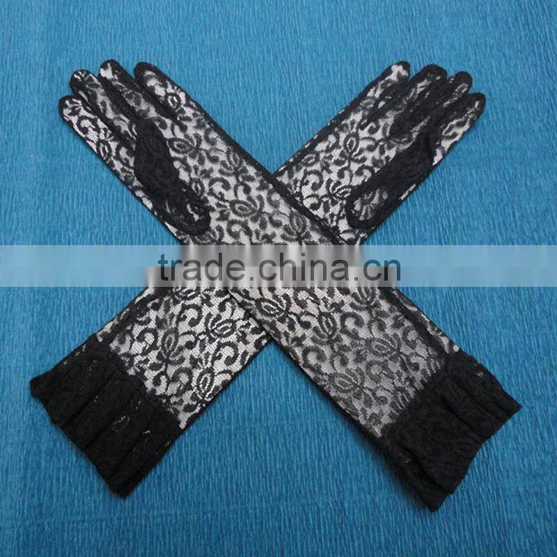 Arm Length Purple Long Satin Gloves