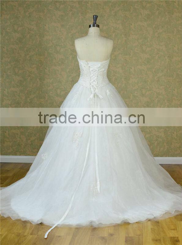 2014 sweetheart neckline crystal bead lace princess wedding dress