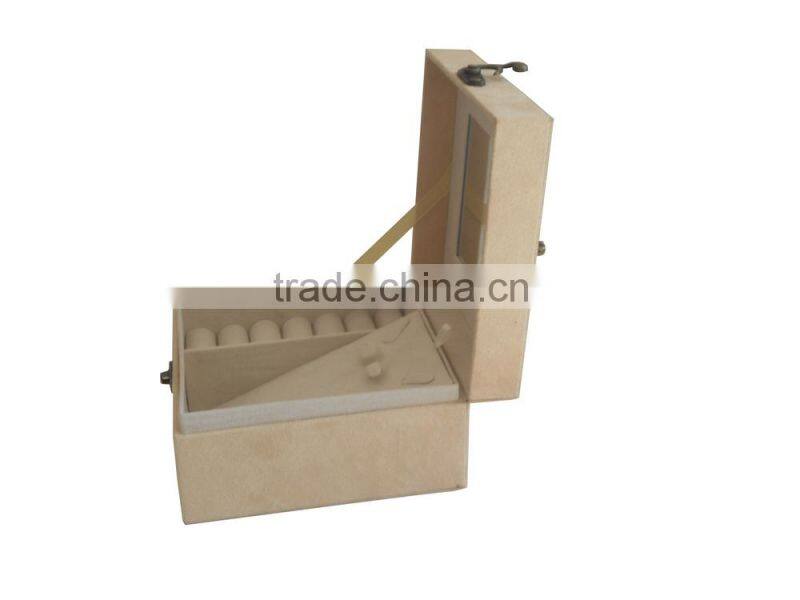 Luxury yellow flock hand-held jewelry box .hot design sale , box factory