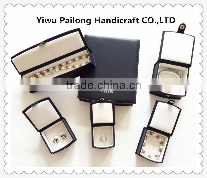 Exquisite leather Jewelry Box with metal button