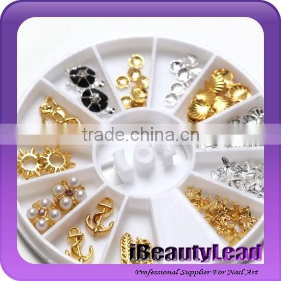 Mixed nail metal studs nail alloy nail rhinestone feather seashell