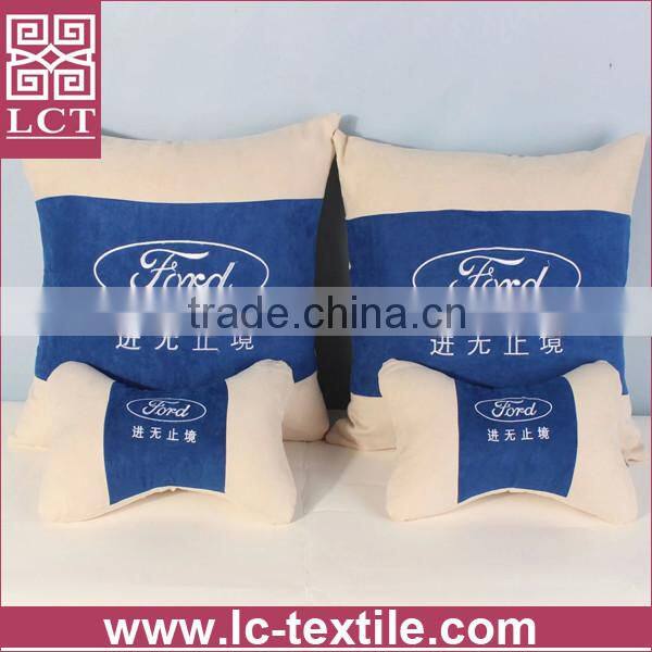 supply 2015 new arrival two tone color design super soft suede car cushion with branding embroidery for promotion(LCTP0079)