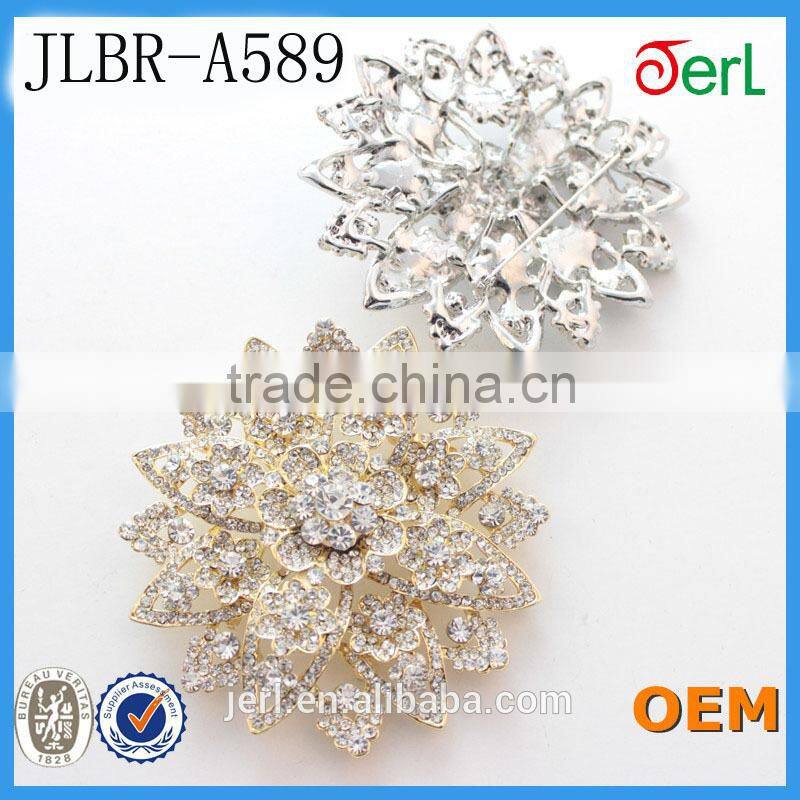 Unique garment jewelry copper silver rhinestone flower rhinestones metal wedding