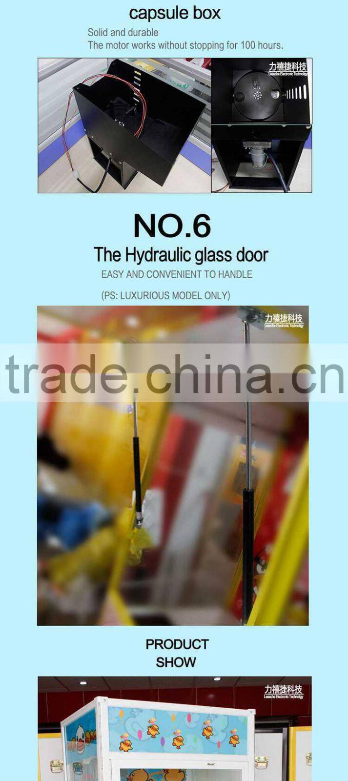 New arrival coin pusher toy gift crane machine candy vending game machine for amusement park