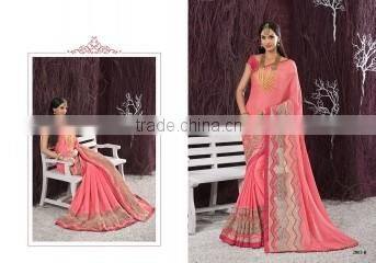 Inviting Red Georgettes Designer Saree/famous indian saree designers