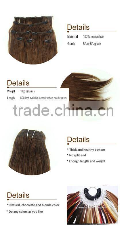 2015 unprocessed wholesale virgin brazilian hair ,clip in hair extensions free sample