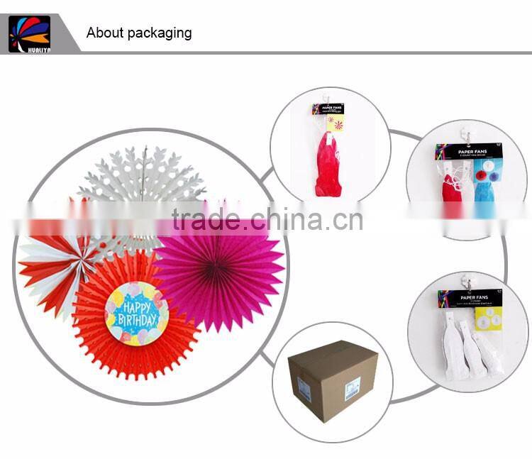 Colorful party round shaped honeycomb paper fan tissue paper fan