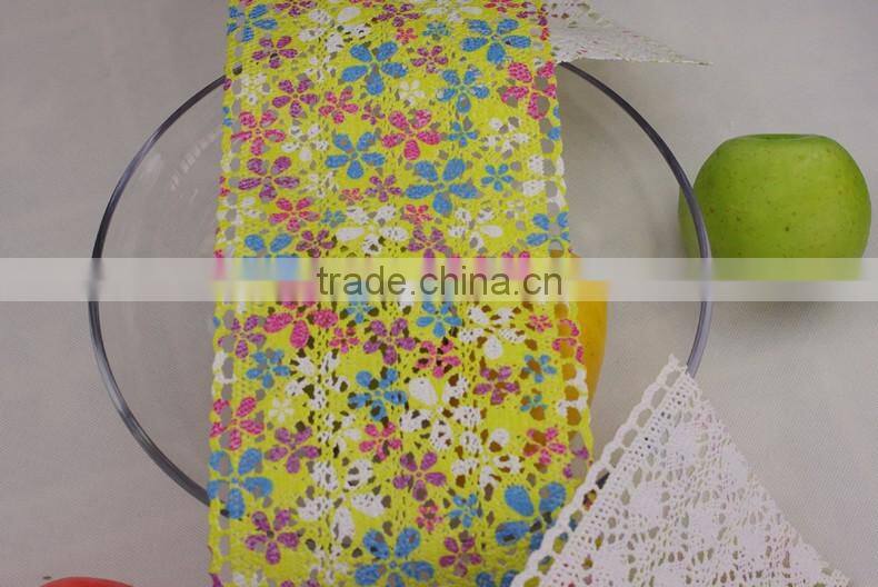 Shoes material 100% cotton printing french tipping lace trim 1600308