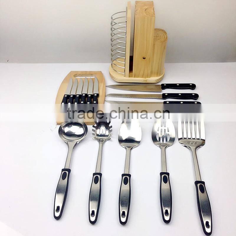 New Revoled Wooden Block 18pcs Kitchen Knives Set and Kitchen Ware Set KC-3008