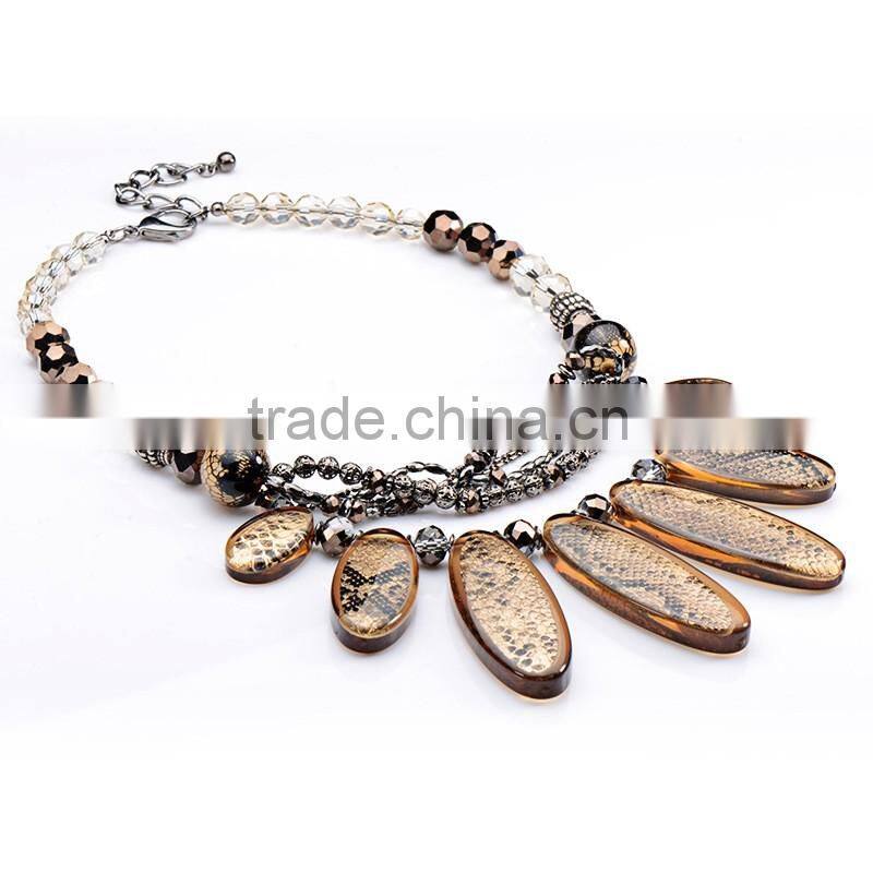 2016 summer latest europe brand snake charm necklace with crystal beads collar jewelry