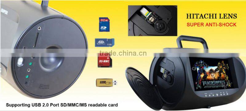 7" home portable dvd player with FM,USB,SD,TV,game function