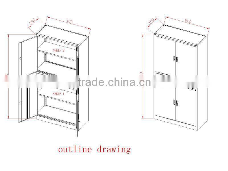 Hot sale 2 drawer metal storage file cabinet with 4 door commercial use