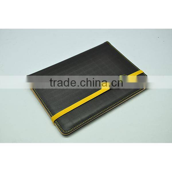 Custom journal covers with embossed logo and elastic band closure