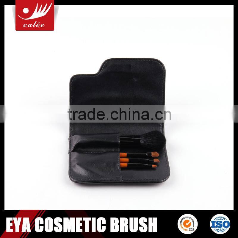 Eya 4-piece small cosmetic brush set with cool black case