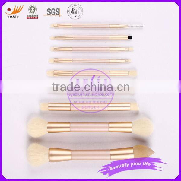Fashionable 9 pcs double end makeup brush set