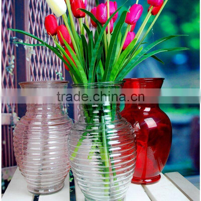 glass Vase clear spiraling glass Flowerpot with colors