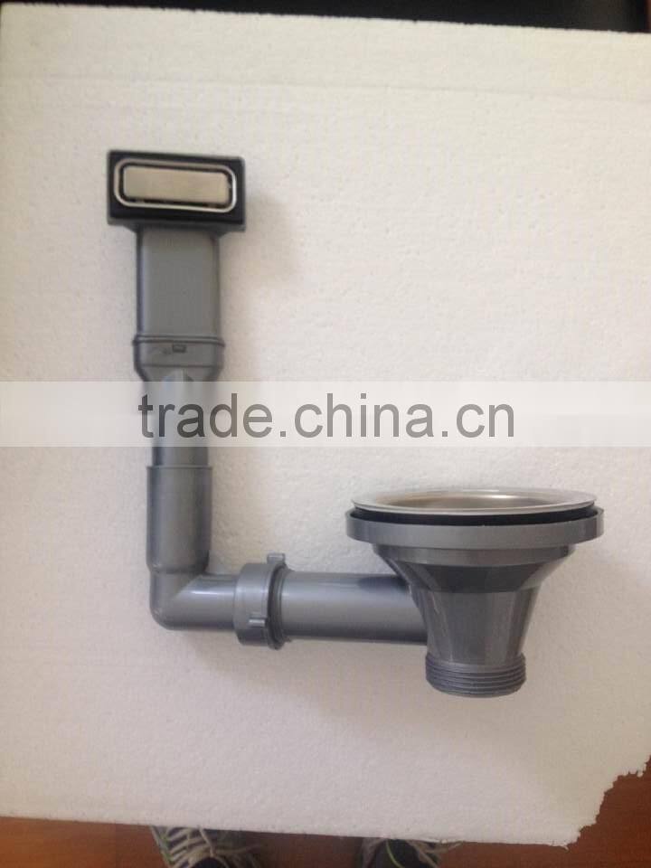 PJ-976A Stainless steel basket strainer wase with overflow hose with cover sheet