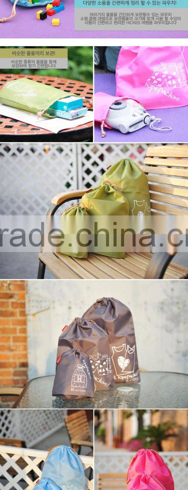 travel portable drawstring storage bag set of 3-grey