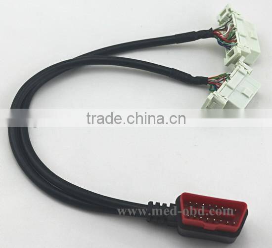 OBD2 Cable Connector USB/Vida Diagnostic Cable /Splitter Y Cable, right-angle J1962M to 2 J1962F, 1ft