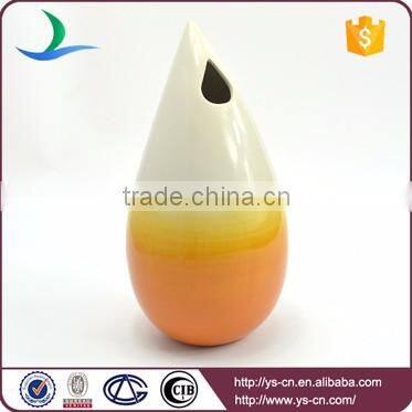 Wholesale yellow hand-painted ceramic teardrop shaped art deco vases