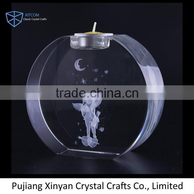 2016 New fashion 3d wedding decorative clear crystal candle holder