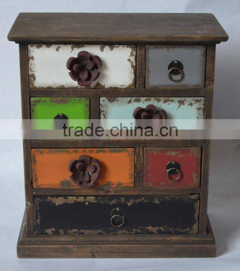 wooden drawers with antique line distressing
