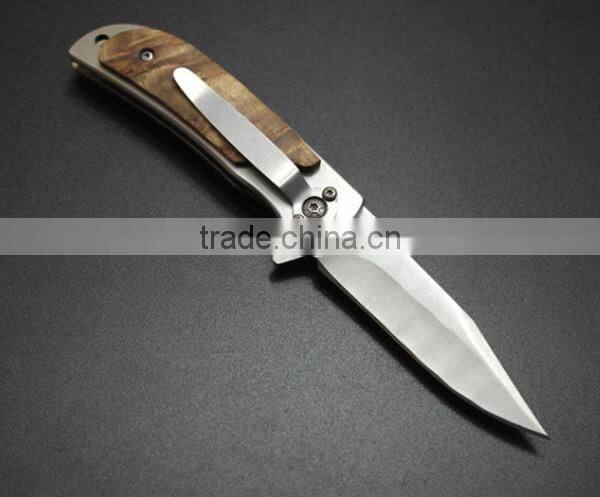 OEM Pocket Survival Camping Knife With Wooden Handle