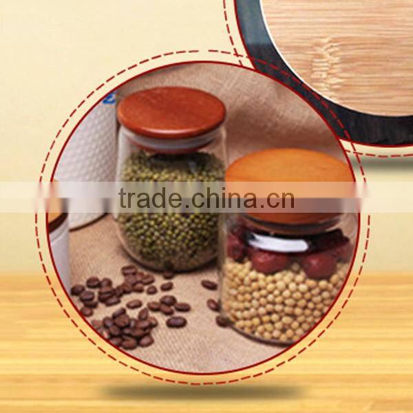 Exquisite Seal Clear Glass Storage Jar Wood Lid, Food Canister Wooden Lid