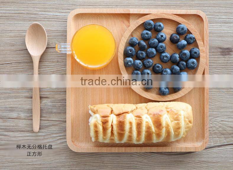 Logo customized solid beech square wooden serving tray