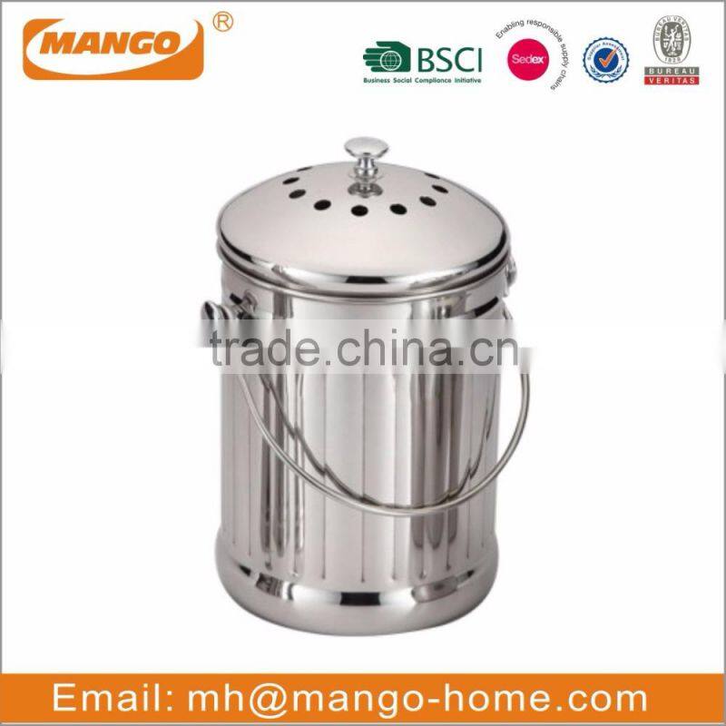 Stainless steel metal indoor compost bin