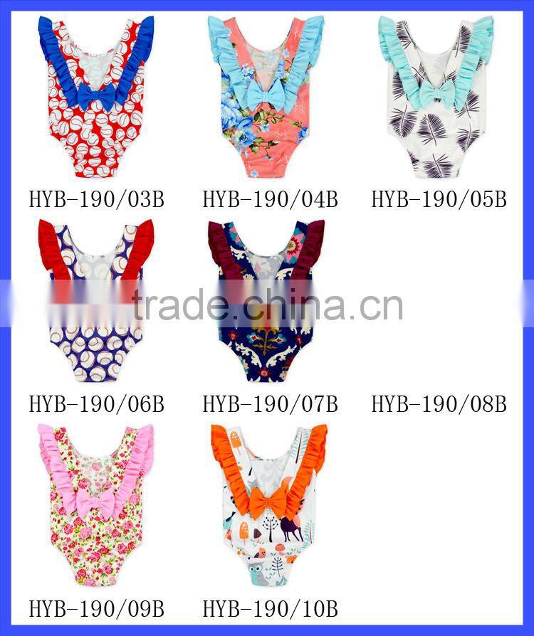 Navy Blue Pink Ruffle Cap Sleeves Baby Girl Dancing Leotards Back Bow baby ruffle rompers wholesale