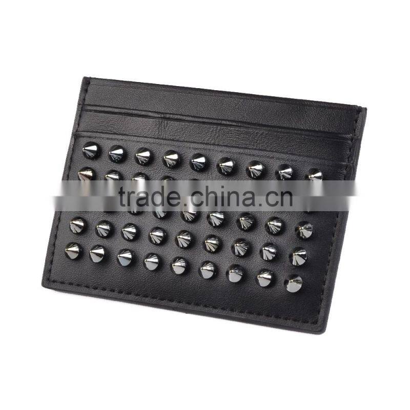 Gift rivet pu leather/genuine leather credit / name card holder for business