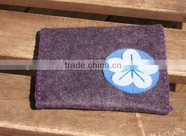 New products 2017 cheap polyester money case pocket wool felties wholesale cell phone case with flower shipping from china