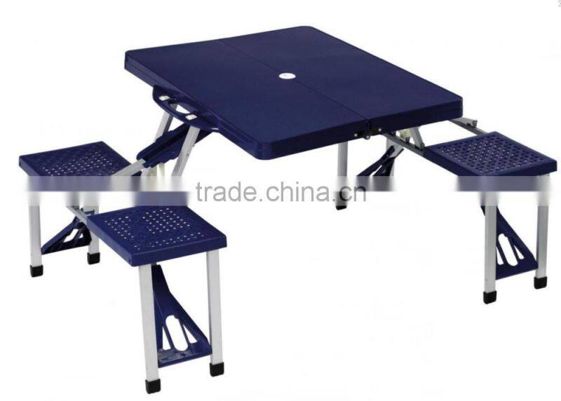 Folding Picnic plasticTable and 4 seats/chairs/bench with Umbrella
