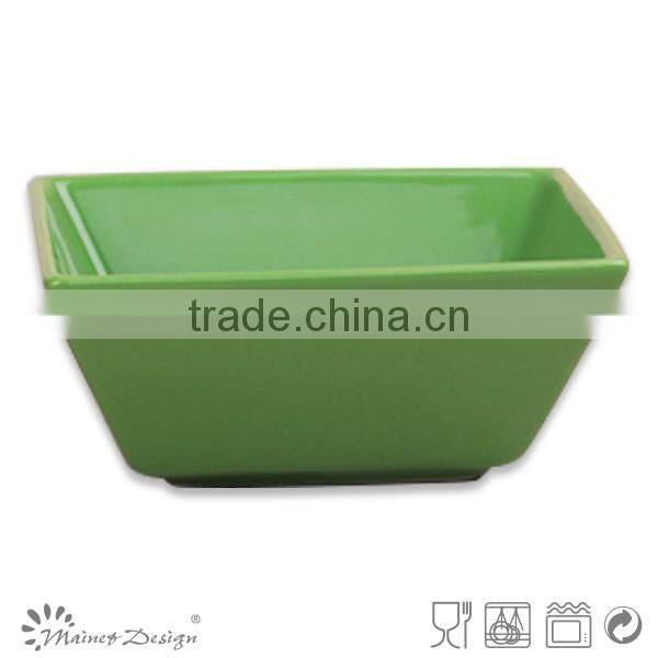 square ceramic bowl,square serving bowl, green square bowl
