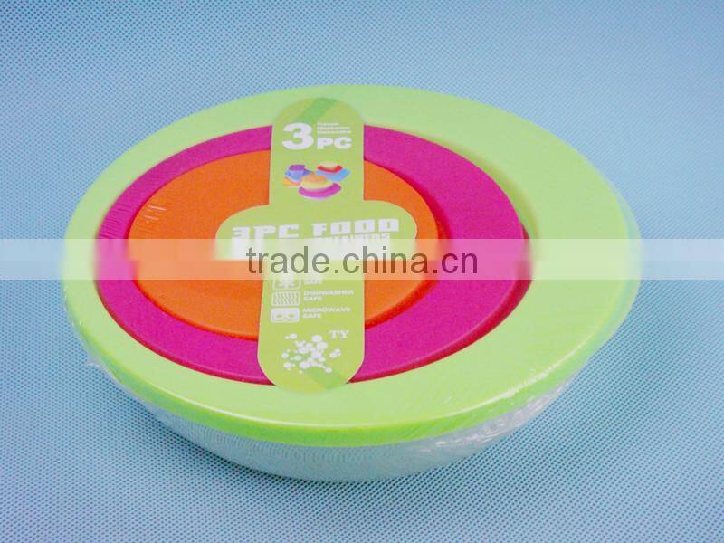 3PC Plastic color round fresh bowl/food container