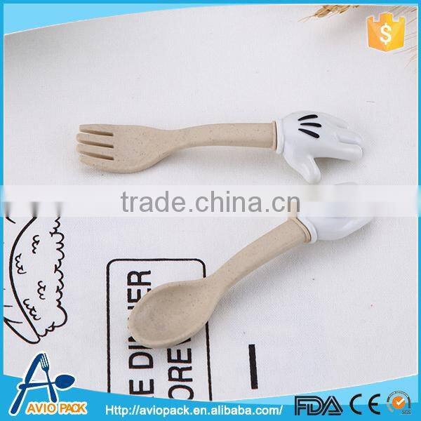 Food grade plastic spoon and fork set for baby