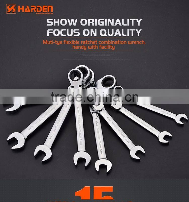 Professional 15mm Chrome Vanadium Flexible Combination Ratchet Wrench Set