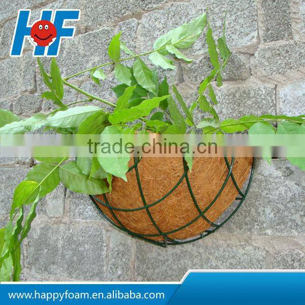 flower hanging basket planter with coconut