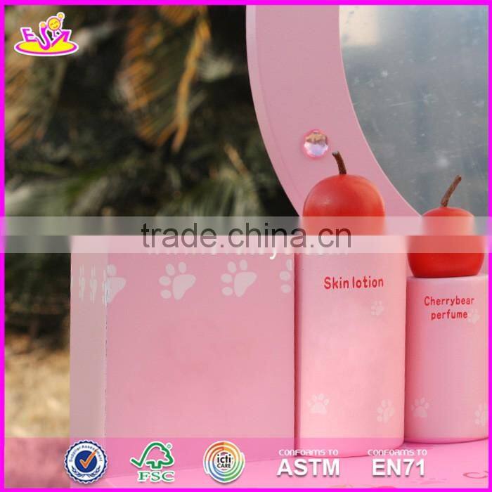 2017 New design lovely pink girls wooden toy dressing table W08H077