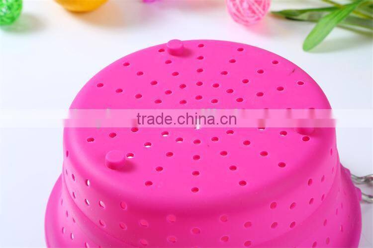 Kitchen tools strainers and colanders collapsible silicone colander