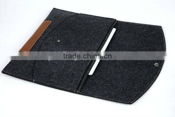 Wool Felt Custom Made Felt Case Sleeve Cover Bag With Strap for Macbook (TM-FT014)