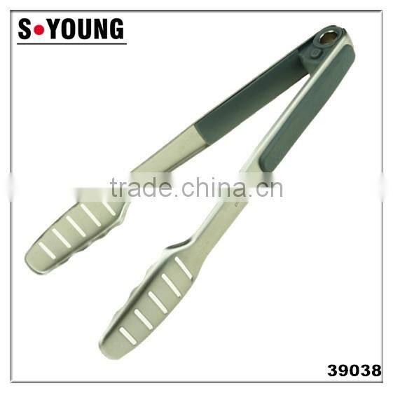 14056 Kitchen and Barbecue Grill Tongs Silicone BBQ Cooking Stainless Steel Locking Food Tong