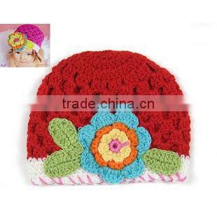 2015 baby flower hat Winter Crochet Hats handmade knitted hat/flower crochet baby patterns