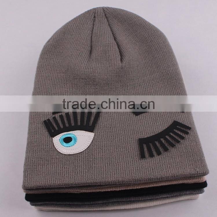 Winter Kid Knitted Cap Beanies With Big Eye Glue Chapter